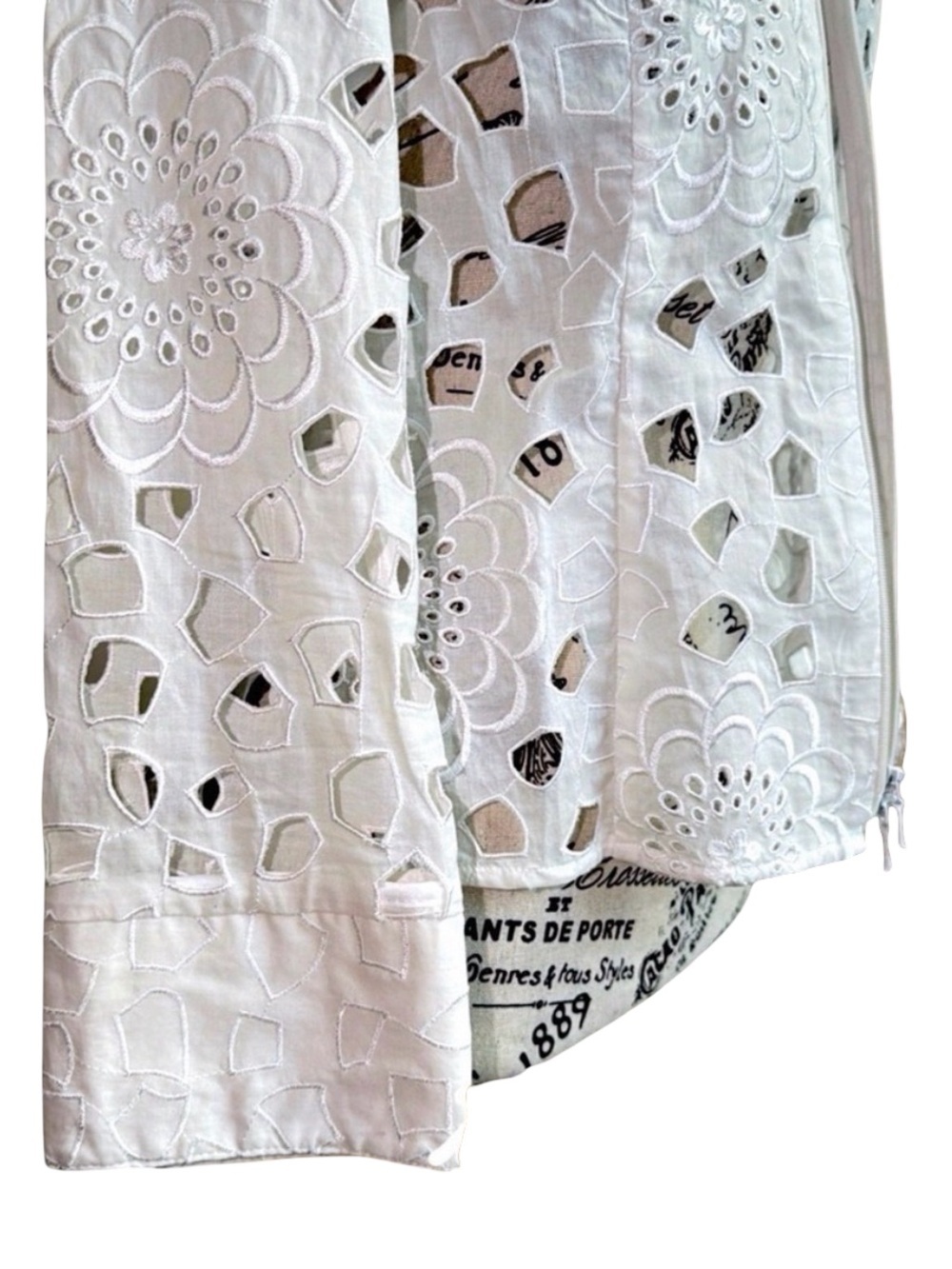Samuel Dong Ivory Cutwork Floral Zip-Front Jacket | Women’s Small - Picture 10 of 13